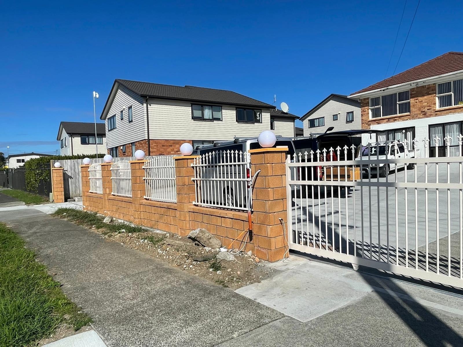 Brick Pillar Fence and Sliding Gate